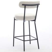 Set de 2 taburetes altos modernos, 65 cm, asientos giratorios tapizados en cuero, respaldo y reposapiés, estructura metálica, ideales para isla de cocina y comedor - Blanco - Ver 5