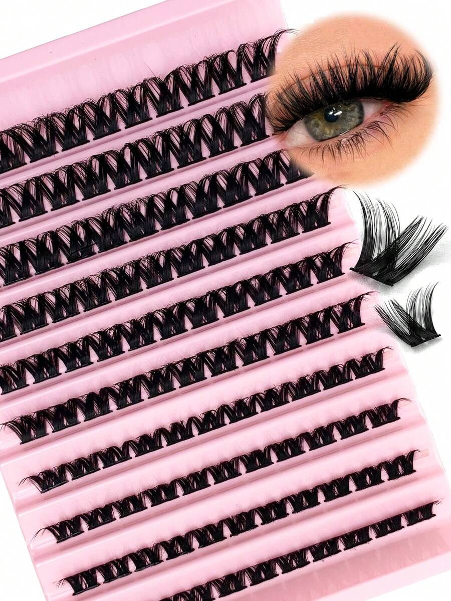 Hinarin 110Pcs Clusters Individual Lashes Jet Black High Quality Thick And Curly Cross Style Mixed Length Packs Fox Eyelashes Dramatic Makeup Easy To Wear And Suitable For Diy At Home