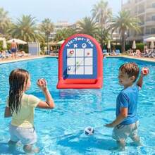 Fun Pool Floating Water Toys Inflatable Tic-Tac-Toe Dart Board Game Swimming Pool Floats Beach Outdoor Play Summer Birthday Gift 3 4 5 6 7 8 9 10 12 Yrs Boy Girl Teen Adult Family-Red - Red - View 3