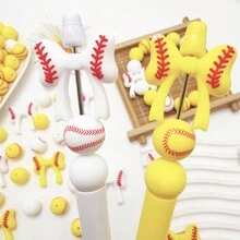 25/32/54 piezas Juego de cuentas de silicona con diseño de béisbol, cuentas sueltas con forma de jersey, guante y lazo de béisbol, para hacer llaveros, collares, pulseras, decoración, bolígrafos y colgantes, regalo de cumpleaños y festividades - Serie de béisbol - Ver 8