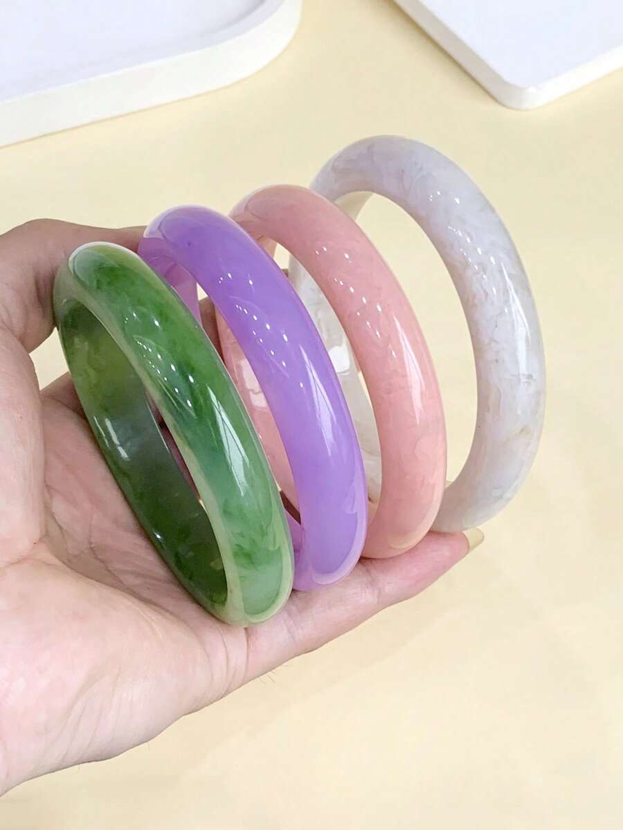 LADYCOCO 3件套复古风多色树脂手镯套装(女士款) - 彩色 - 查看 1