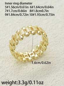 1 pieza Anillo de cadena de reloj chapado en oro de 14k con diseño de corona, regalo del Día de la Madre, regalo de Pascua para niñas - Amarillo Oro - Ver 6