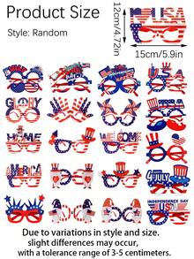 1/5/10 pièces élégantes avec motif drapeau américain - Lunettes de mode patriotiques convenant pour le Jour de l'Indépendance, le Jour du Drapeau, le Jour du Souvenir, la saison de remise des diplômes, accessoires amusants pour photos et fêtes, célébrations patriotiques, convient à tous - Multicolore - Voir 8