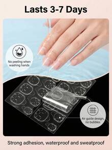 50片（1200片）双面美甲贴纸，人造指甲，透气柔韧果冻美甲贴纸，DIY - 無色 - 查看 2