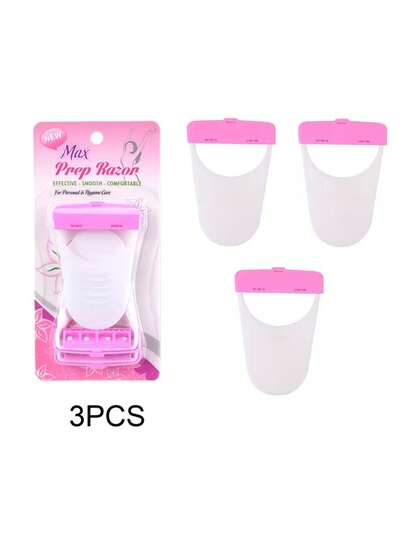 3支装女士手动剃须刀，温和精准剃须，可重复使用且可水洗，适合敏感肌肤，经典设计