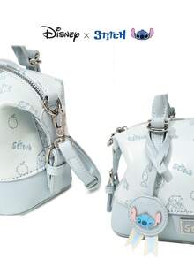 Disney 官方 Stitch 联名系列 Charm & Stitch 印花波士顿包 - 卡通印花单肩包，休闲时尚手提包，生日礼物 - 彩色 - 查看 9