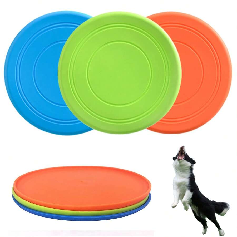 1/2/3/5 Paket Mainan Anjing Lembut Anti Selip, Cakram Terbang Silikon, Mainan Anjing Anti Gigit, Hadiah Natal untuk Anjing, Pelatihan Anak Anjing, Perlengkapan Anjing Interaktif, Warna Acak - MultiWarna - View 1