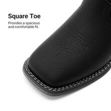 Women's Western Cowboy Cowgirl Boots Wide Square Toe Pull-On Embroidered Stitched Retro Boots For Music Festivals Daily Chores Mid Calf Boots - màu đen - Xem 4
