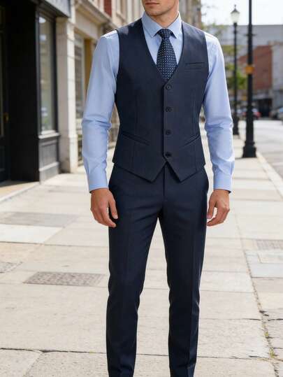 Men's Slim Fit 2 Pieces Suit Vest Pants Set Business Formal Wedding Prom Outfit