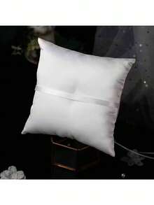 方形心形戒指枕，象牙色缎面蕾丝装饰婚戒枕 - 适用于婚礼仪式和婚宴、新娘纪念品、戒指童、洗手、活动和派对、季节性装饰、派对用品 - 多色 - 查看 4