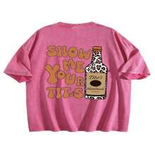 Vintage Vintage Style, Tito's Vodka Enthusiast, Leopard Print Elements, SHOW ME YOU TITOS Humorous Text Memes, Washed Double-Sided Printed Vintage T-Shirt..…. Retro Loose T-Shirt, Men's Casual Style T-Shirt, Machine Washable And Washable Old T-Shirt; Cool Design Pattern T-Shirt, Durable And Comfortable Fabric, Street Fashion Sense, A Must-Have For Street Style Enthusiasts, Top-Level Sportswear, Suitable For Daily Commuting, Dating, Leisure Matching, Suitable For Holiday Gift Giving, The First Choice For Gift Giving. HHMR - 玫紅色 - 查看 3