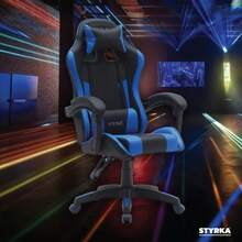 Silla Gamer Ergonómica Reclinable Súper Cómoda - Styrka Color Azul Material del tapizado Cuero sintético - Azul - Ver 2