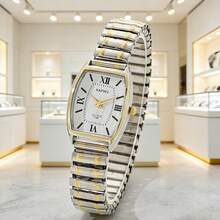 XAPWV Unisex Oval Quartz Watch, Casual Elastic Strap, Minimalist Design, Suitable For Daily Wear, Commuting And Gift - Multicolor - View 7