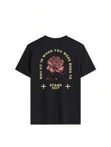Short-Sleeved, Round Neck, Casual Style T-Shirt With Brushstroke Lettering And Hand-Drawn Cross Print, With The Christian Message "God Is Always Good", Unisex, 100% Cotton - Black - View 3