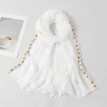 1pc New Women's Chiffon Retro Embroidered Headscarf Shawl, Style Long Scarf Hijabs - Multicolor - View 7