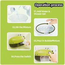 Baby Bath Bubble Machine Set, Fun With Music, Green Dinosaur-Shaped Electric Bubble Machine Bathtub Toy, A Great Way To Relieve Infants' Bath Fear, Rich Bubbles To Stimulate Sensory Exploration, The Perfect Bath Companion, Parent-Child Bath Interactive Toy, Children's Day, Birthday, Christmas Gift. - Green - View 3