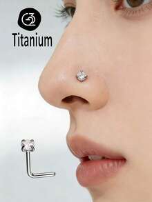 STM-F136 钛金鼻环 20G0.8mm CZ 圆形 1.5/2/2.5/3mm 镶钻 G23 钛金鼻环 直杆 L 型杆 弯杆 鼻部穿孔饰品 流行且需求量高 女性鼻孔饰品 - L 桿子 - 查看 21