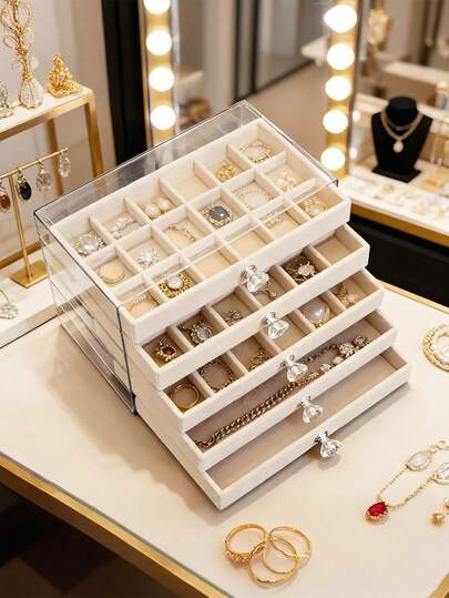 Hộp đựng trang sức bằng nhựa acrylic trong suốt 54 ngăn, 5/3/1 lớp - Hộp đựng bông tai, nhẫn, dây chuyền dung tích lớn, sử dụng được cả ở nhà và khi đi du lịch, thiết kế ngăn kéo dày chống phai màu, quà tặng cho nữ, hộp đựng trang sức kiểu dáng hiện đại, hộp đựng trang sức nhiều ngăn - Hộp đựng bông tai, nhẫn, dây chuyền và hạt cườm dung tích lớn, thiết kế chống phai màu, hộp trưng bày phụ kiện dành cho nữ.
