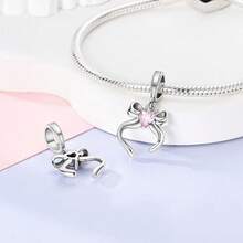 925 Sterling Silver Pink Series Charms Bow Tie Girl Cake Princess Beads Pendant Setting Bracelet Jewelry Gift For Women 3Q3Y - KTC358 - 查看 4