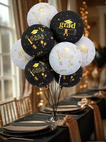 6/3件套毕业派对气球套装，18英寸圆形印花气球，毕业气球，铝箔气球，派对装饰，毕业典礼装饰气球，适用于派对布置、主题派对装饰和毕业庆祝活动 - 多色 - 查看 3