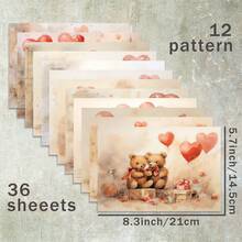 36 hojas A5 de papel para scrapbooking con fondo de osos lindos y globos con forma de corazón, adecuado para diarios de balas, scrapbooks, tarjetas y manualidades - Rectángulo - Ver 7