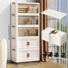 5-Tier / 3-Tier Foldable Decorative Furniture Storage Cabinet - White 3-layer - View 4