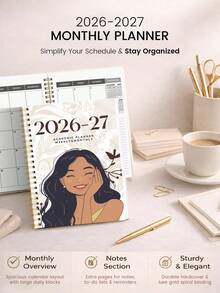 1本 2026-2027 學年週計畫與月計畫日曆筆記本，2026年1月至2027年12月，5.7" X 8"，A5月計畫筆記本附備註頁，防水封面，個人行程管理，辦公與返校用品 - 彩色 - 查看 8
