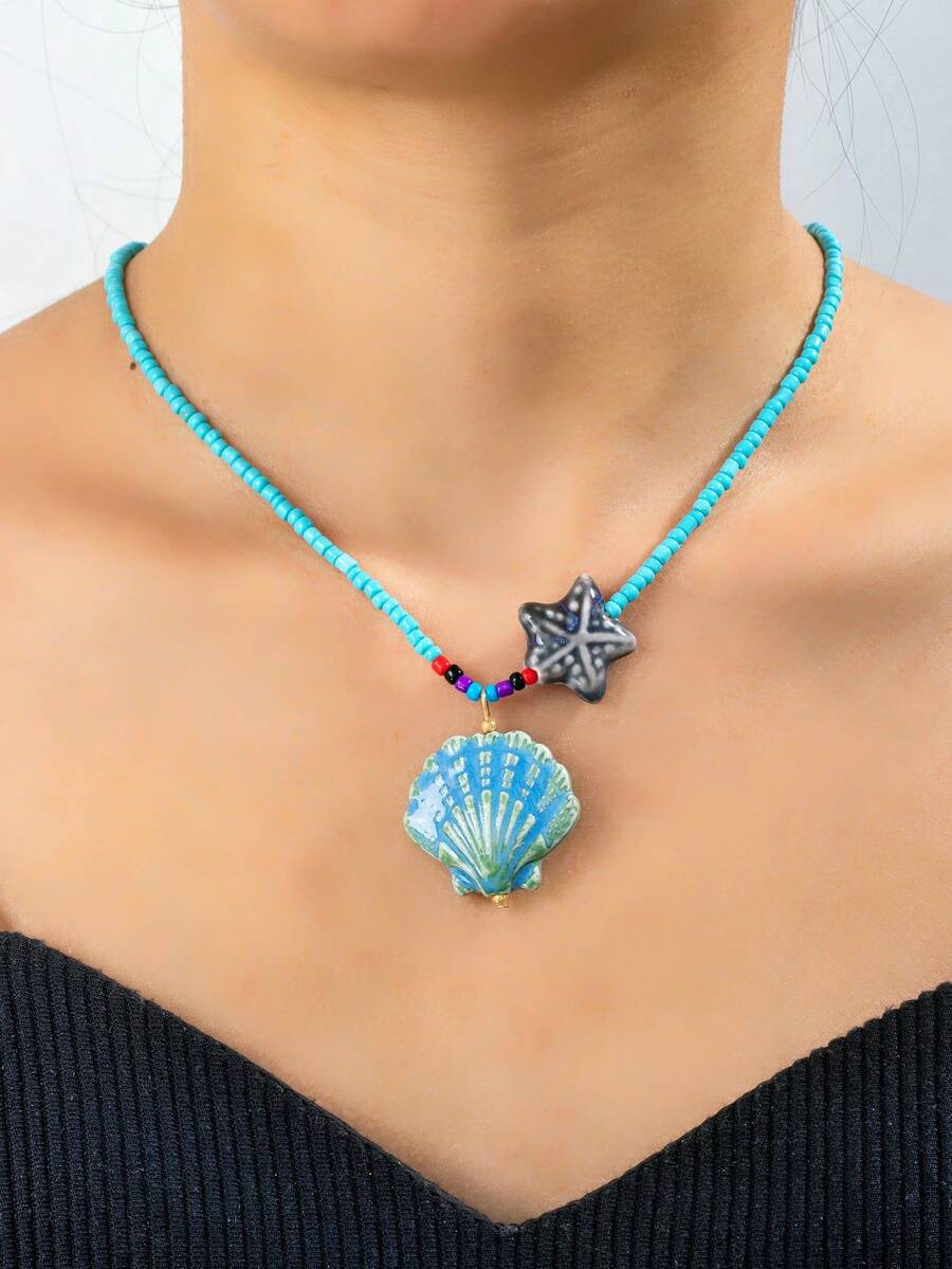Dây chuyền hình sao biển và vỏ sò sang trọng, tinh tế, sáng tạo, mang phong cách retro, giản dị, phong cách nghỉ dưỡng bãi biển, bohemian, độc đáo, tối giản. - Nhiều màu - Xem 1