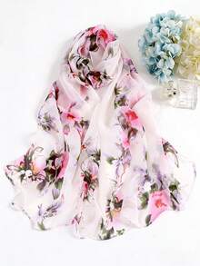1 pièce Étole/Paréo floral à l'encre, printemps/été, polyvalent pour le trajet, la protection solaire, les vêtements extérieurs, convient pour toutes les saisons, cadeau élégant, indispensable pour les voyages, vacances - Multicolore - Voir 8