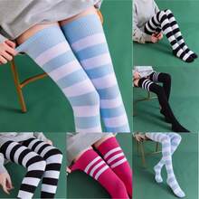 Women Over The Knee Socks Cotton Thigh High Socks Black White Blue Colorful Striped Pattern Fashion Casual Daily Wear - Kiểu 04 - Xem 2