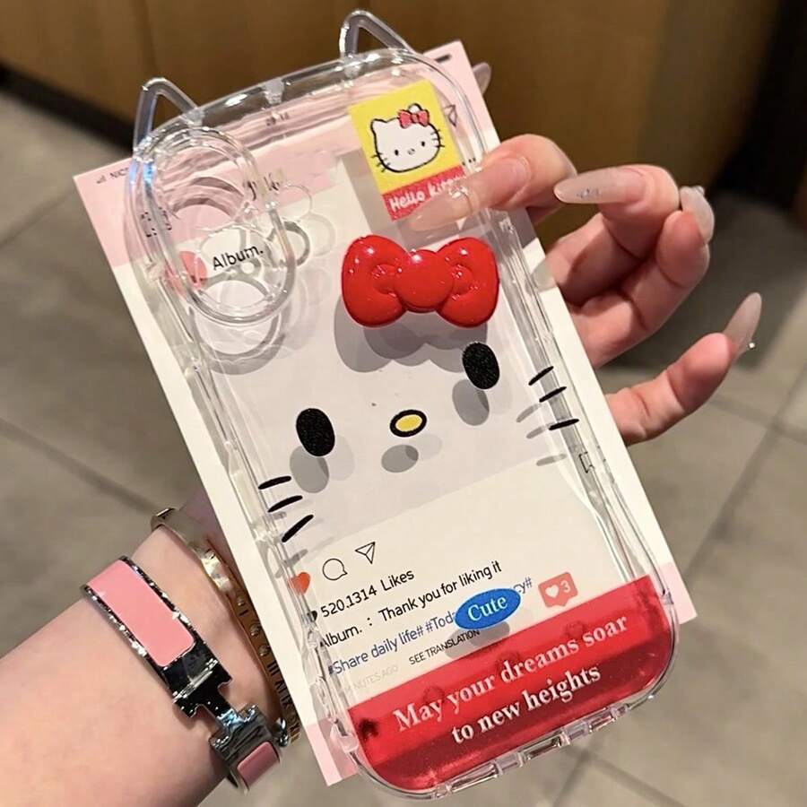 SANRIO 1个柔软TPU猫耳手机壳,1.5毫米厚,防震打孔设计,兼容 16/16Pro/16Plus/16ProMax/15ProMax/11/12/13/14/15Plus/15Pro/14Pro/13Pro/16E/ 17/17Pro/17Air/17ProMax,母亲节好礼,精致奢华。 - 無色 - 查看 1