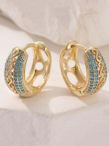 1 Đôi Khuyên Tai Nữ Thanh Lịch, Kiểu Bohemian, Đính Hạt Ngọc Lam Giả, Thích Hợp Làm Quà Tặng Ngày Valentine, Dự Tiệc Và Sinh Nhật - hoa tai - Xem 2