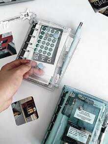A7 Transparent Loose-Leaf Notebook, Blank Pages, Transparent Loose-Leaf Notebook, Sticker Notebook, Tri-Fold Soft Leather Notebook, PVC Transparent Replaceable Pages, Large Capacity Portable Loose-Leaf Binder, Suitable For Photo Album, DIY, Sticker Storage - Transparent - View 1