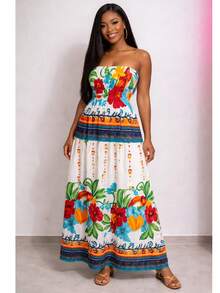 July Strapless Tropical Dress In Various Prints, 2025 Collection - 熱帶附近 - 查看 1