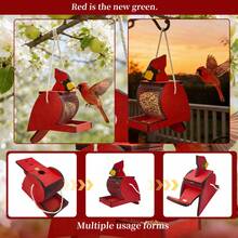 Outdoor Hanging Bird Feeder, Red Wooden Bird Feeder, Hanging Hummingbird Feeder, Bird Food Tray Suitable For Garden, Yard, Backyard Decor, Spring & Summer, Gift For Bird Lovers - Red Wooden Bird Feeder - View 2