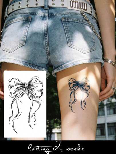 STARTTOOS Temporary Tattoo Stickers, Minimalist Bow Y2K Pattern, Suitable For Music Festivals, Valentine's Day, Carnival, DIY Party Gifts, 1-2 Weeks Waterproof Fade-Resistant Natural Plant Ingredients Fake Tattoos For Finger, Ear, Shoulder, Neck, Collarbone