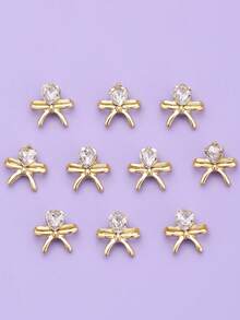 10pcs Heart & Bow Tie Nail Art Decorations, Metal DIY Nail Accessories, Nail Products, Nail Supplies, Nail Jewelry, Nail Gems - Multicolor - View 5