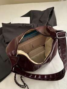 Bolso de tote grande y de moda para mujeres, nuevo diseño de bolso de hombro, bolso elegante - Burdeos - Ver 6
