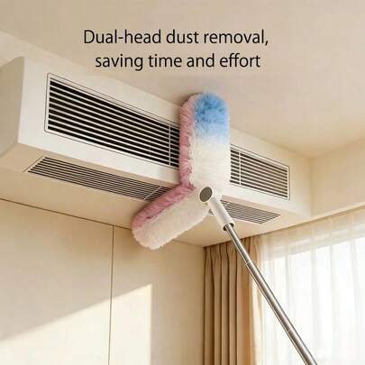 Bộ 2 chổi lau bụi thay thế và 1 cán chổi lau bụi thay thế, cán có thể kéo dài 1,2 hoặc 2,1 mét, bộ chổi lau bụi không mùi, dùng để lau chùi và phủi bụi đồ nội thất, rèm cửa, quạt trần, công nghệ bẫy bụi tĩnh điện, chổi lau bụi 360 độ