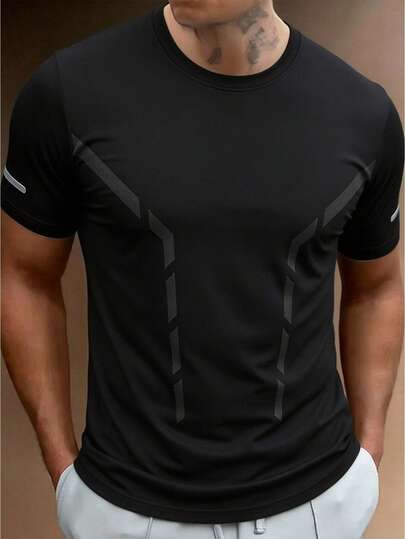 Camisa casual de manga corta transpirable para hombres, top deportivo de moda de secado rápido, camiseta de manga corta refrescante para el verano