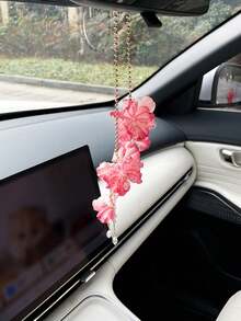 1 Stück eleganter Kunstperlen 3D Blumen Quasten Hängedekoration, Rückspiegel Anhänger, Auto Innenraum Accessoire - A - Übersicht 6