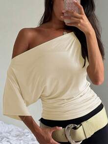 Women's Casual Solid Color Top, Suitable For Spring/Summer, Daily Wear And Vacation - Apricot - View 5
