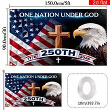 Independence Day Banner Patriotic Bird America Flag Cross Print Decor Patriotic Backdrop - Multicolor - View 7