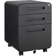 Mobile Filing Cabinet With 3 Drawers For Under The Desk, Simple And Versatile Storage For Documents In Legal/Letter/A4 Format, Tip-Proof Design With 5 Casters, Cold-Rolled Steel, Water And Moisture Resistant - Black - View 12