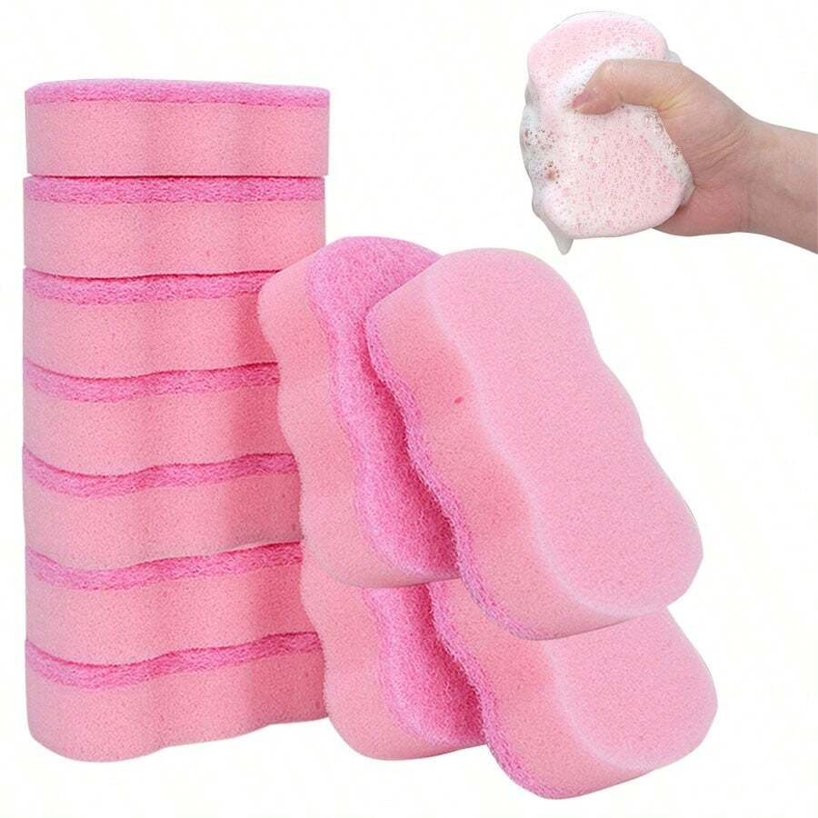 20/12/10/6/1pc Pink Thick High-Density Sponge For Washing Dishes, Color-Coded Sponges That Won'T Stick To Oily Pots, Double-Sided Kitchen Cleaning Cloth - Multicolor - View 1