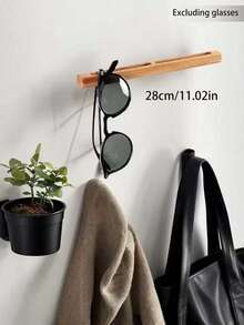 Wooden Decorative Eyeglass Holder Suitable For Entryway, Wooden Eyeglass And Key Storage Rack, Modern Minimalist Wall-Mounted Storage Shelf, 2 Multifunctional Storage Boxes Suitable For Hallway And Entryway - Multicolor - View 2
