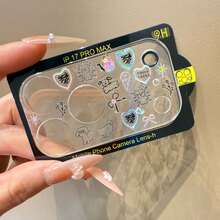 微笑三叶草小狗贴纸+透明镜片膜，高级浮雕3D贴纸，兼容苹果17 Pro Max、17 Pro，可爱透明，星形樱桃贴纸 - 小狗蝴蝶 - 查看 5