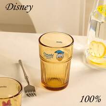 Disney 儿童趣味条纹玻璃杯，冰拿铁咖啡杯，果汁牛奶家居礼品水杯 - 彩色 - 查看 11