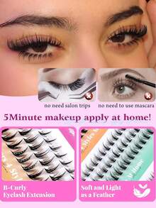 Bottom Lash Clusters Kit DIY Eyelash Extensions 4 Styles Bottom Lashes Extension Kit Wispy Lower Eyelash Clusters Kit 5-7mm Natural Individual Lashes 212Pcs For Bottom Lash Extension - D - View 3