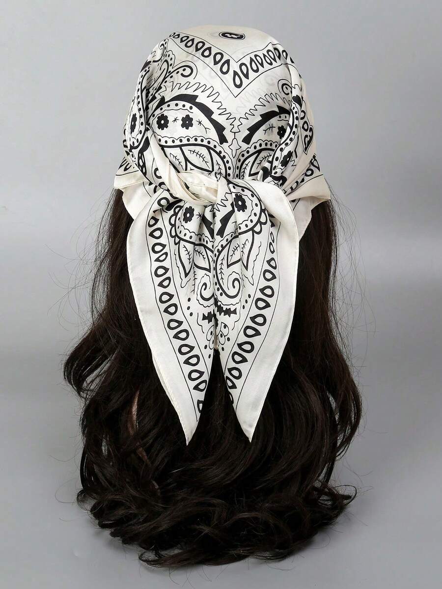 1 Bandana Women's Paisley Print Square Scarf Silky Fabric Headscarf Wrap Decorative Scarf Suitable For Daily Use,Beach,Holiday - Multicolor - View 1